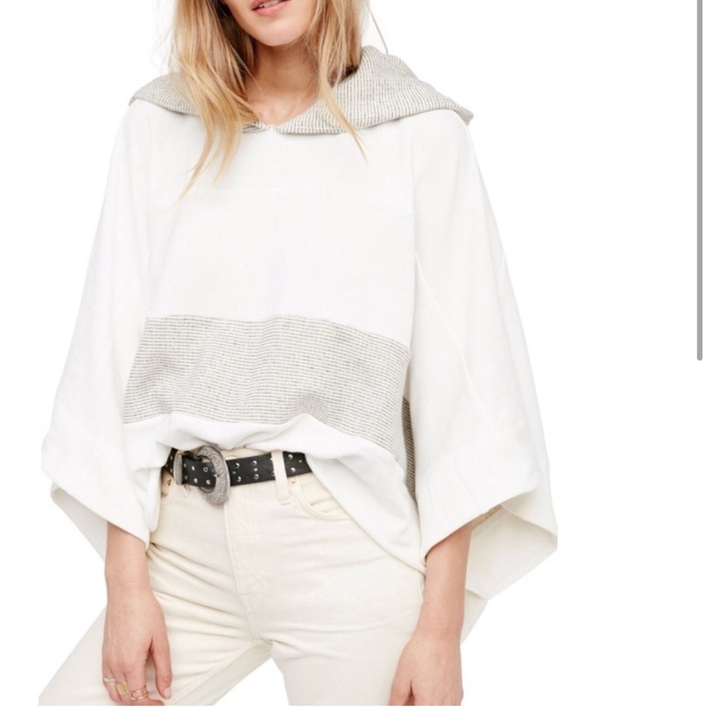 FREE PEOPLE Never Say Never Poncho Hooded Sweatshirt